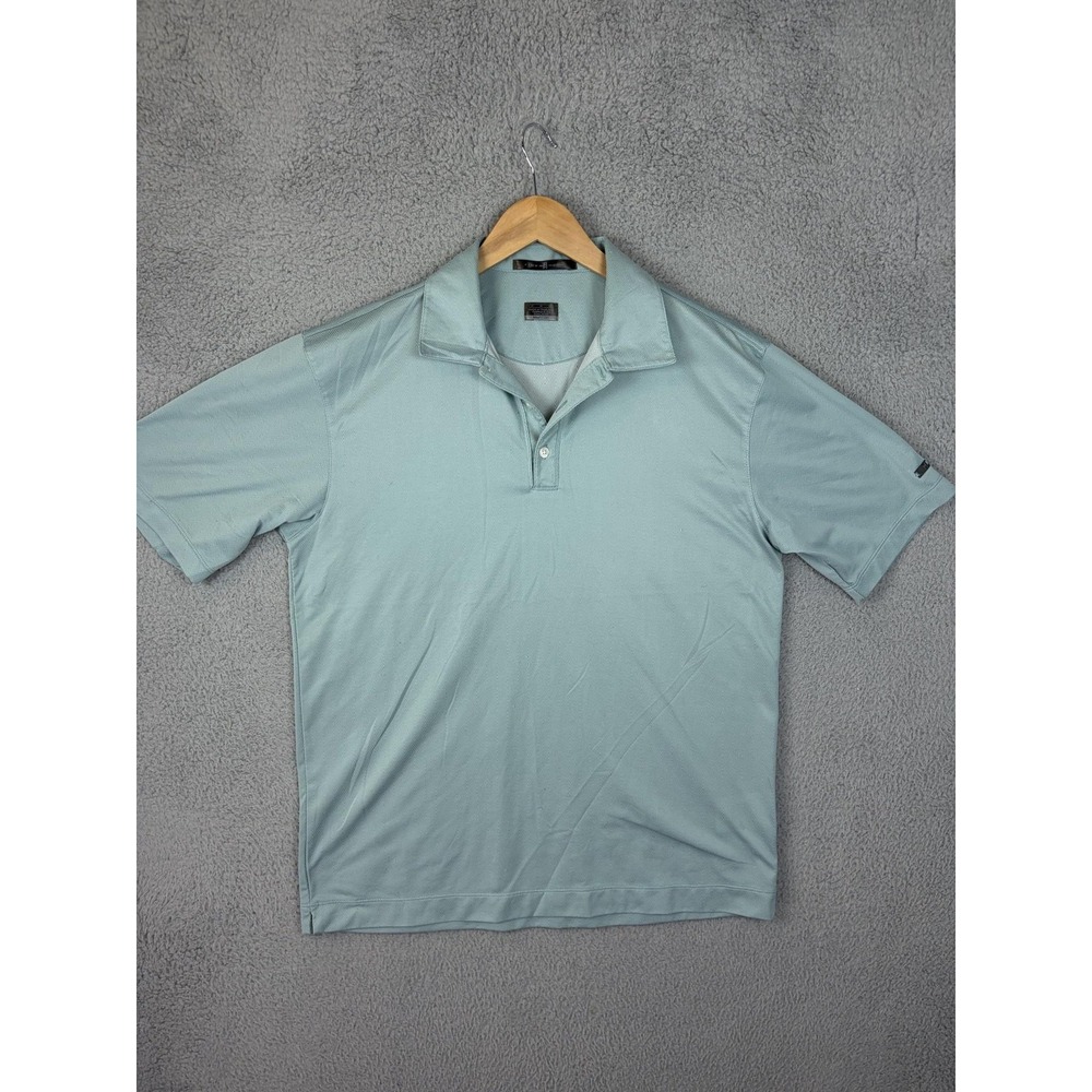 Nike Tiger Woods Collection Polo Shirt Mens Medium Blue Fit Dry Geometric Golf